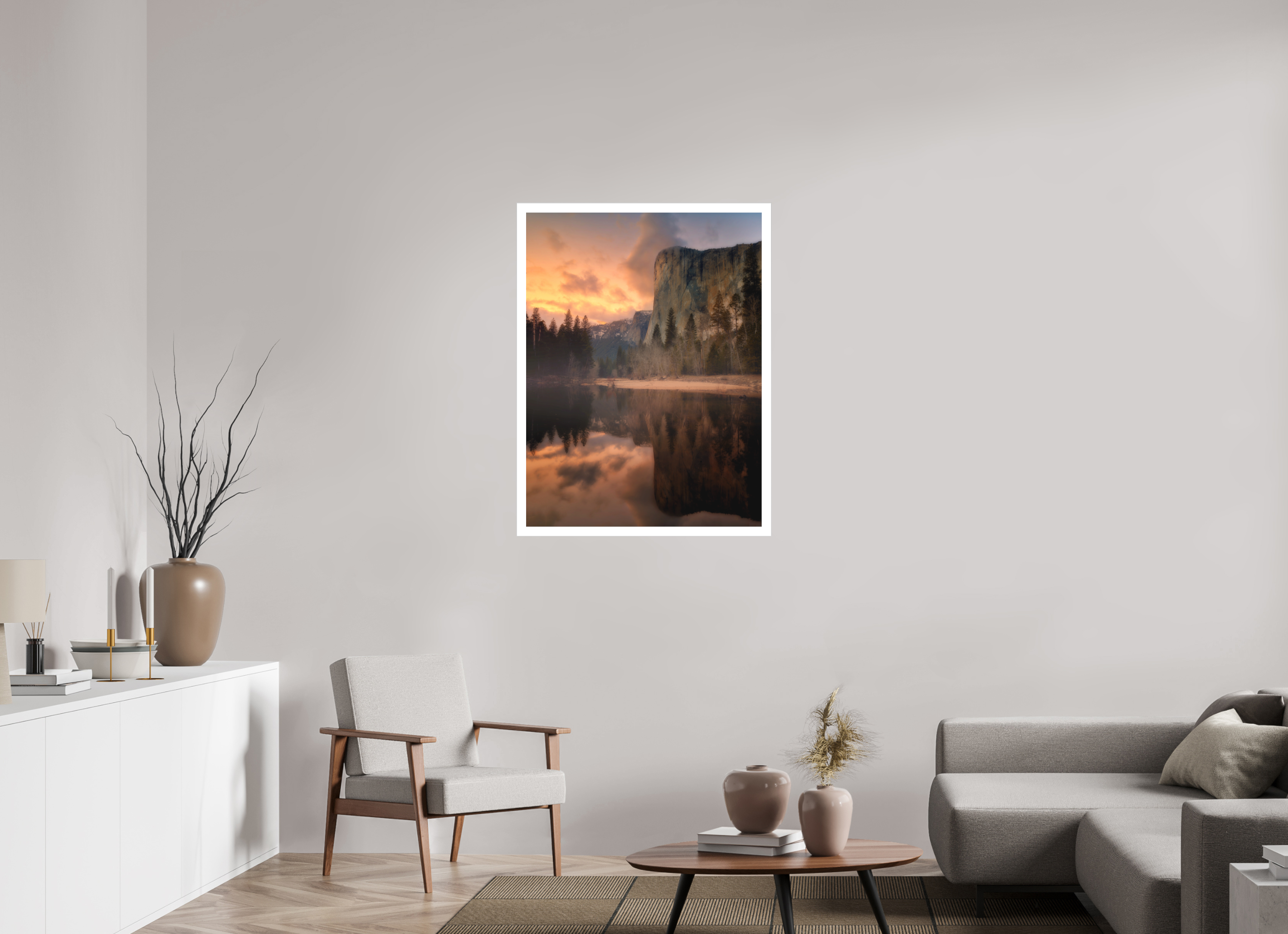 30 x 40″, Fine Art Bonded Acrylic Sunset & Storm Over El Capitan