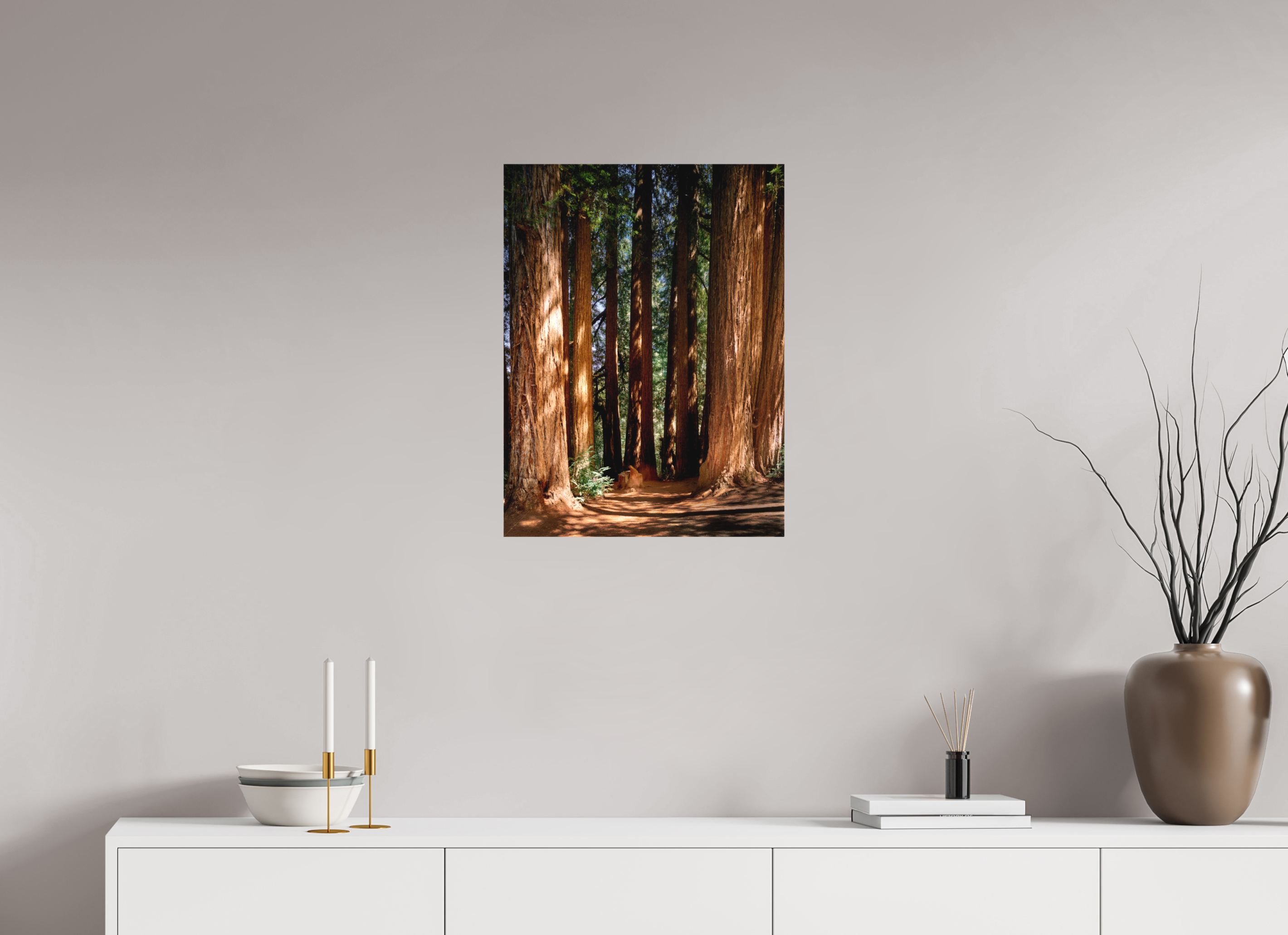 18 x 24″, Fine Art Textile Felton Redwoods Cathedral Grove
