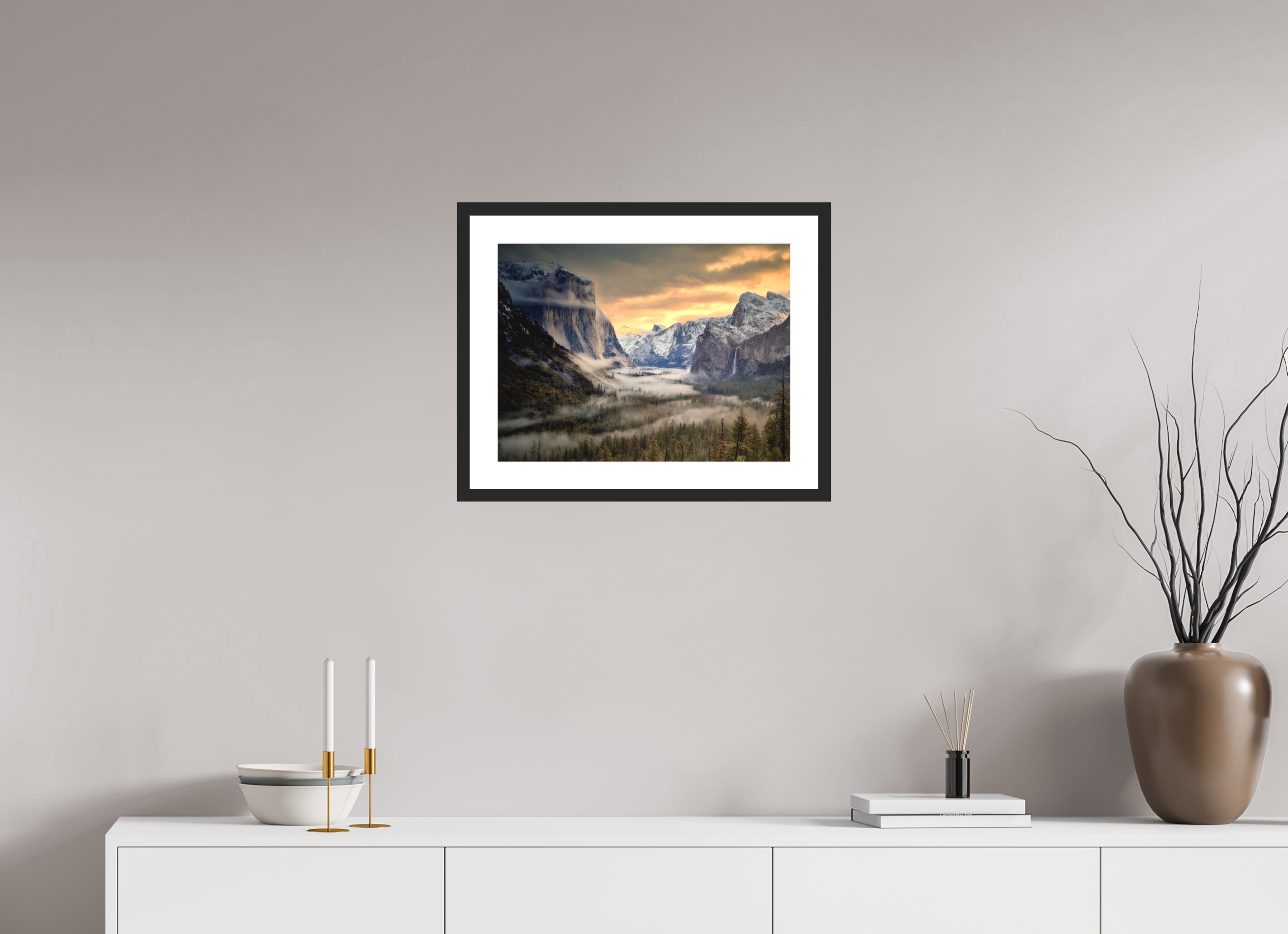 20 x 15″, Passe-Partout Black Frame Tunnel View Winter Dawn
