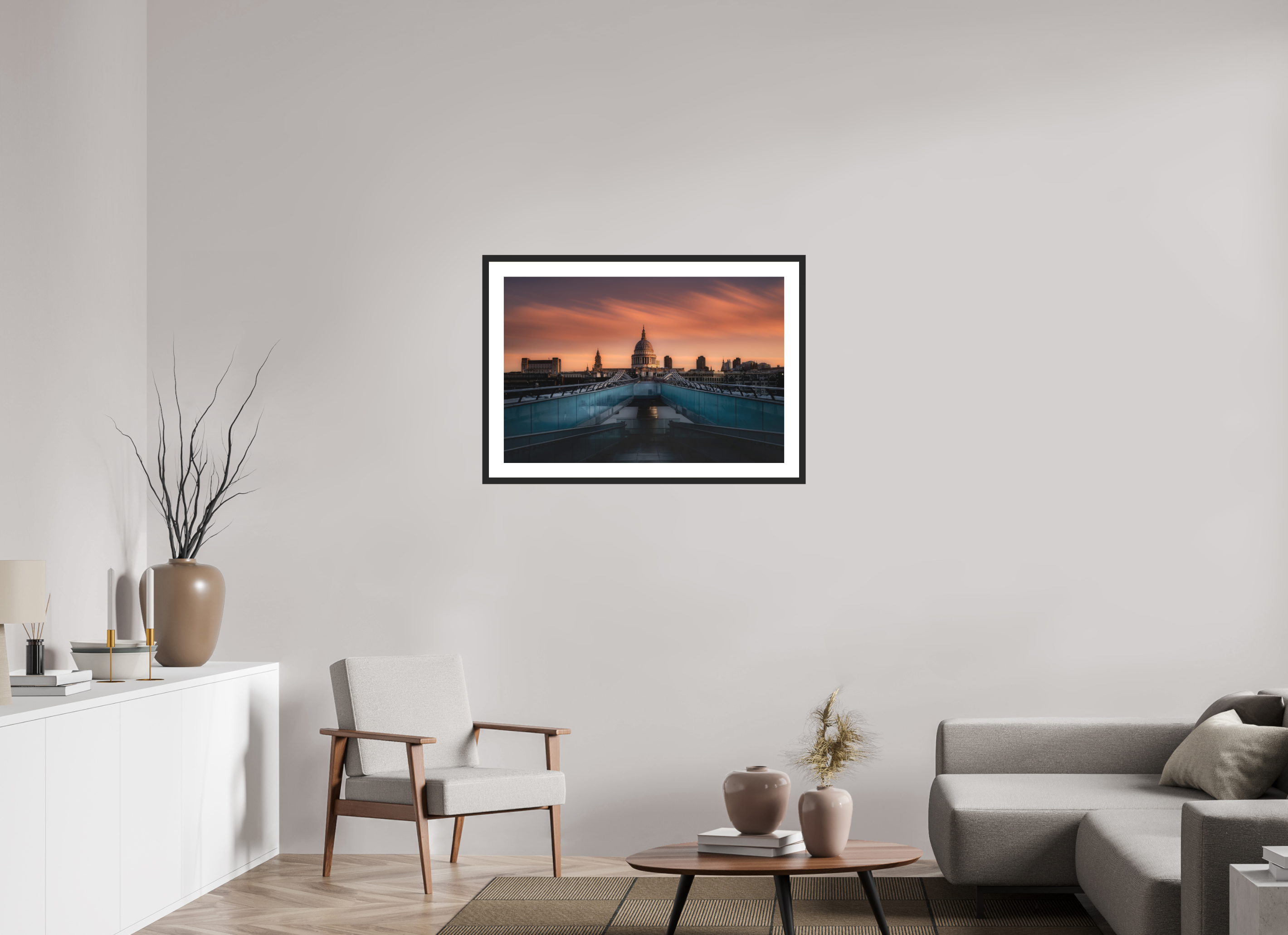 36 x 24″, Passe-Partout Black Frame Sunrise Over St. Paul's Cathedral