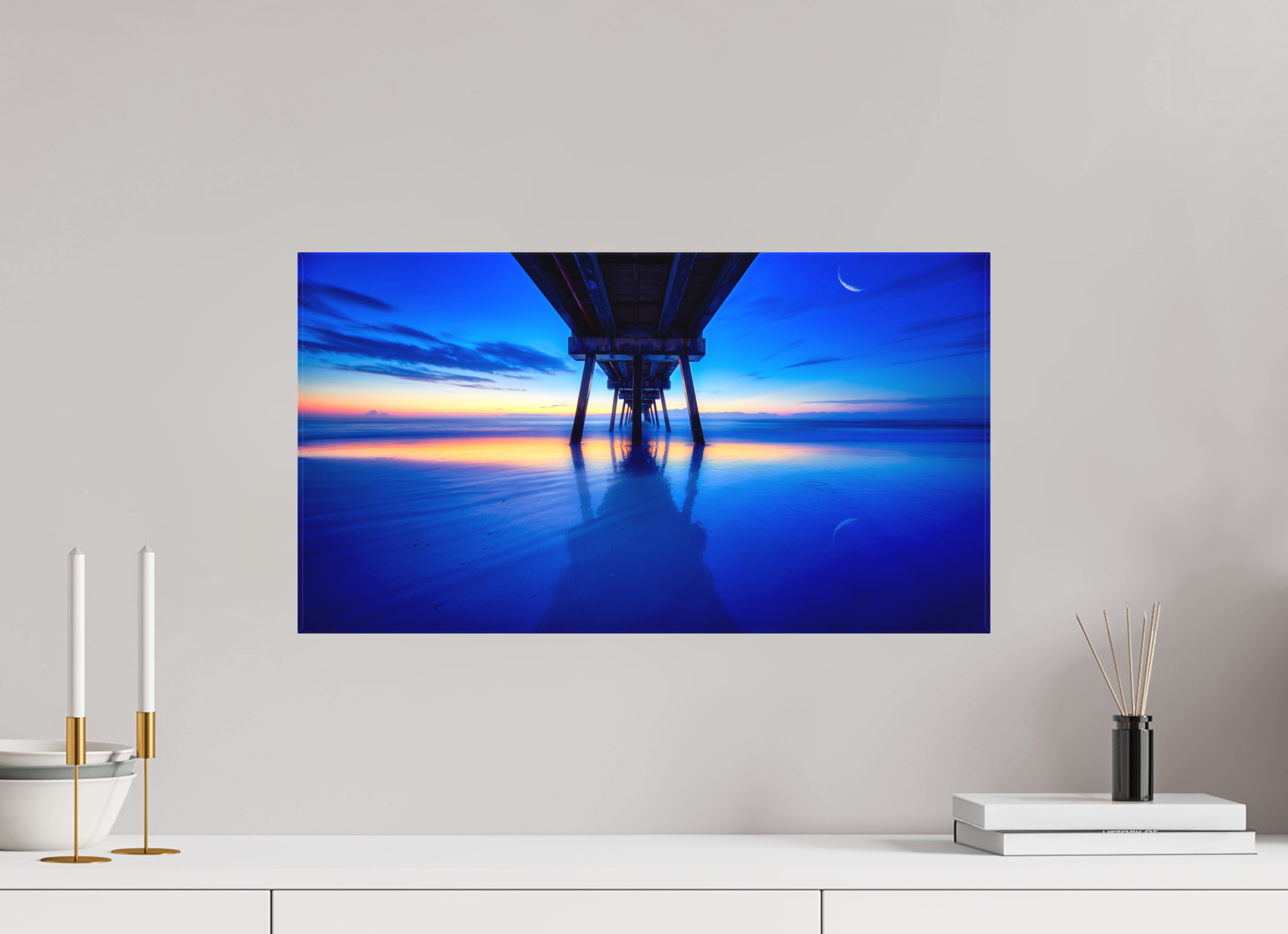 22.2 x 12″, Fine Art Textile Dawn at The Jax Pier