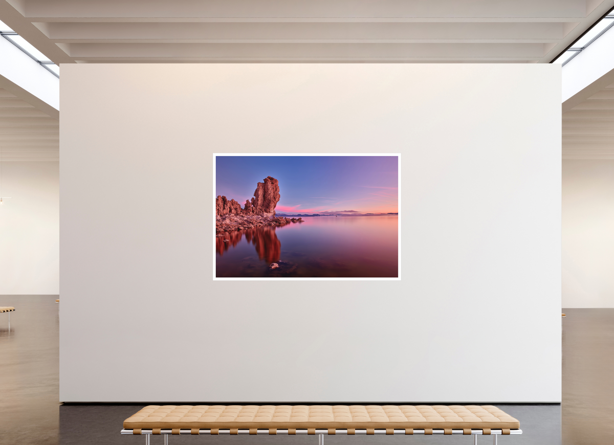 75 x 50″, Bonded Acrylic Mat + Silver Frame Mono Lake: Tufa Dawn