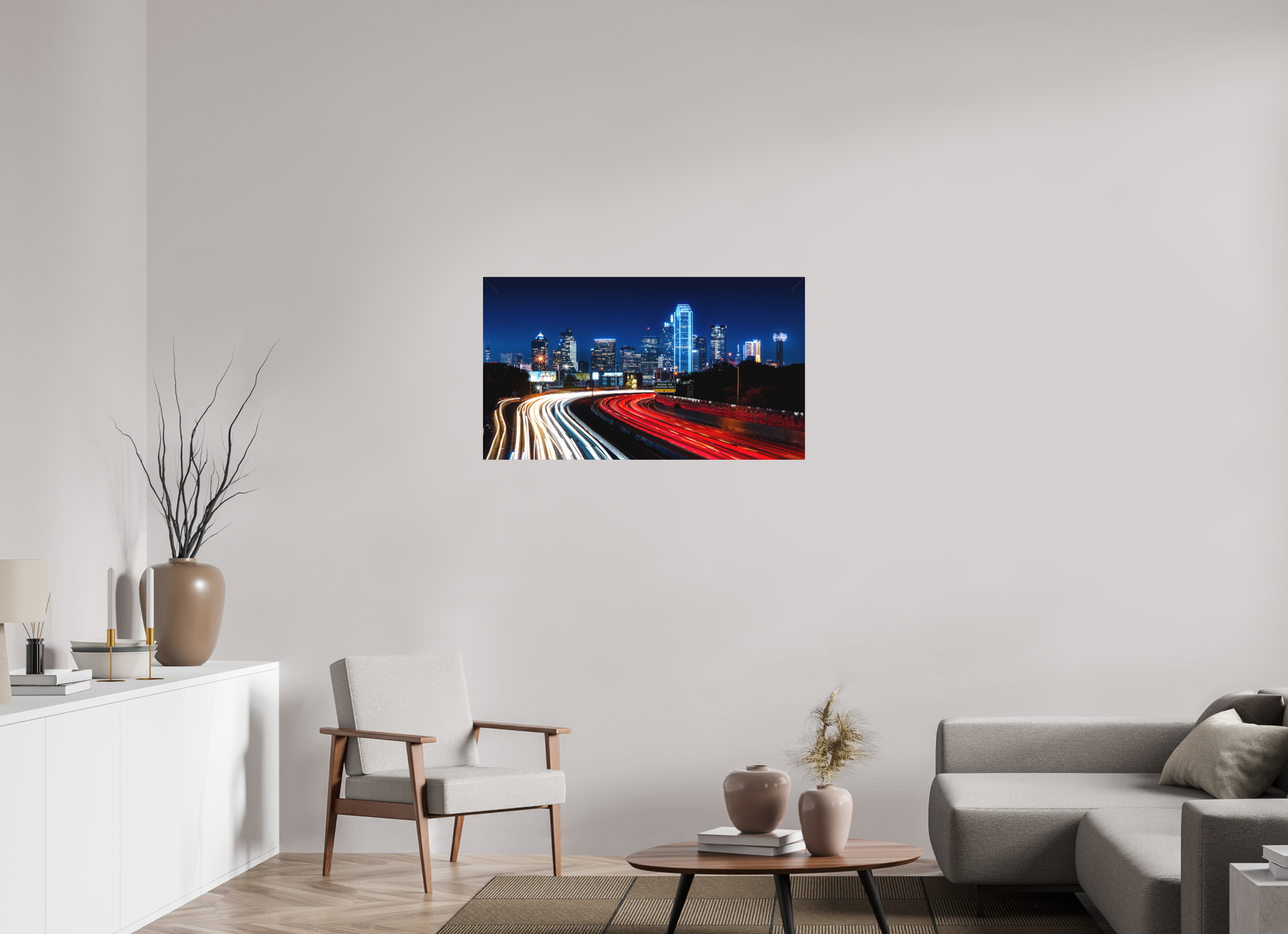 40 x 22.5″, Fine Art Textile Dallas Night Skyline: The Edgefield Prospect