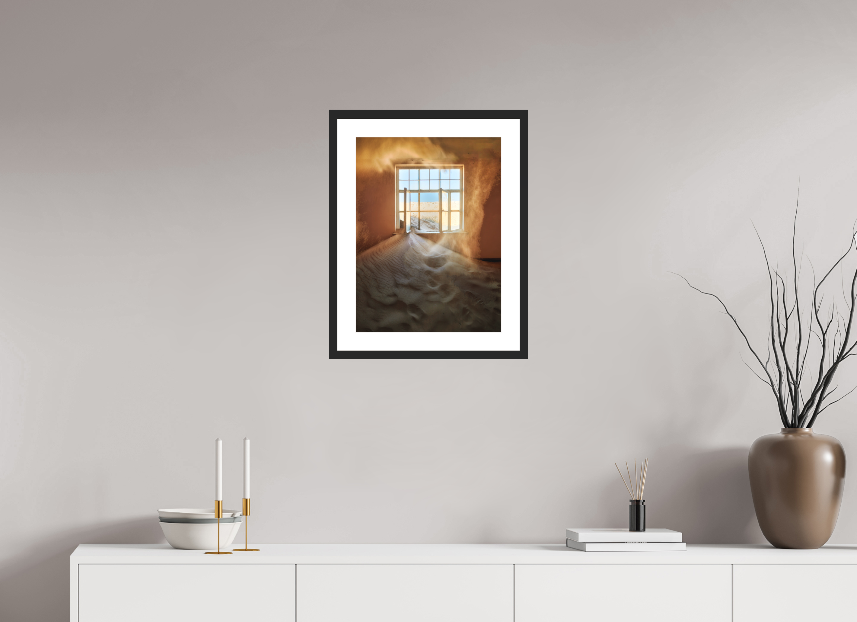 15 x 20″, Passe-Partout Black Frame Window in Time