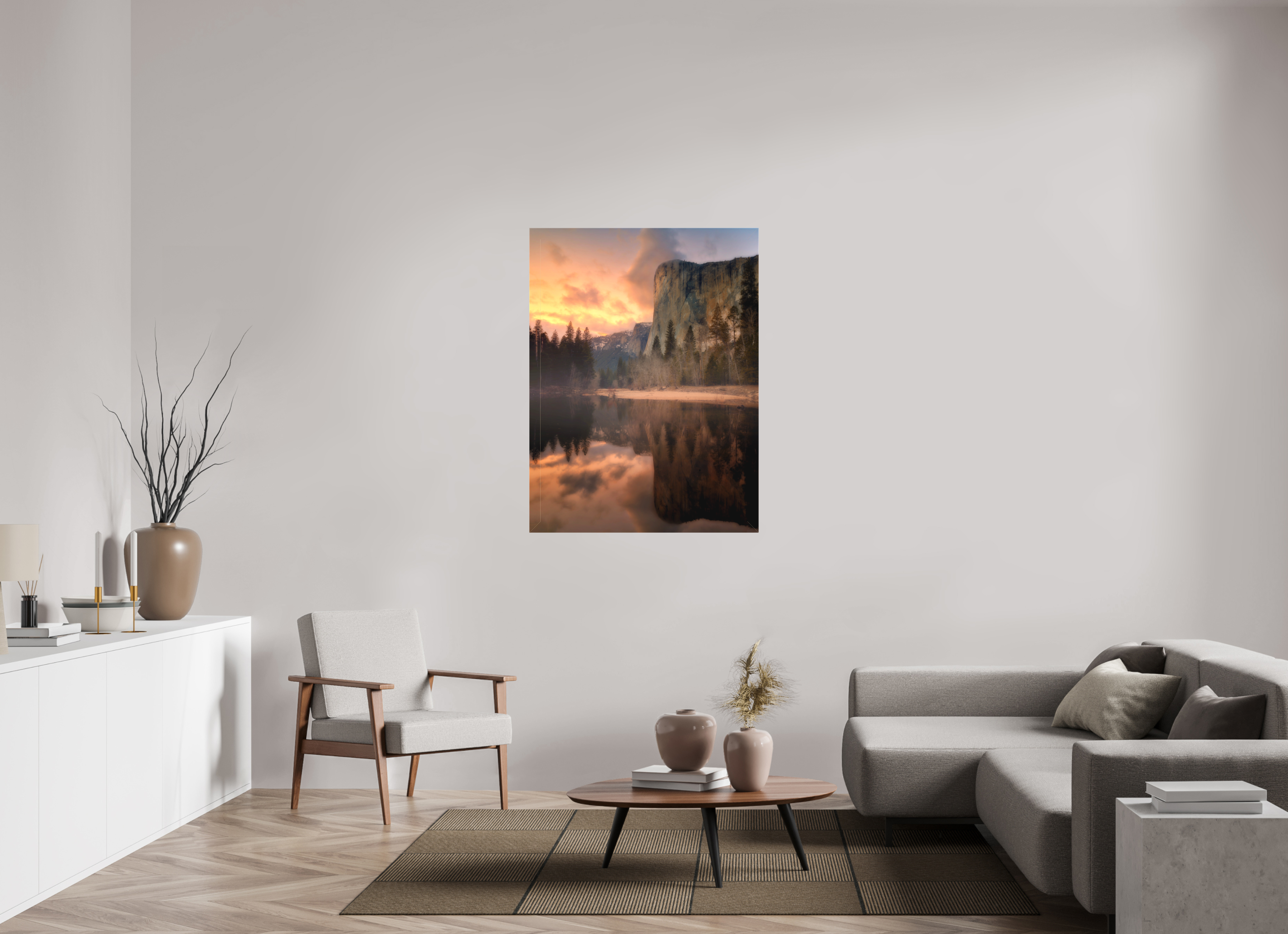 36 x 48″, Fine Art Textile Sunset & Storm Over El Capitan