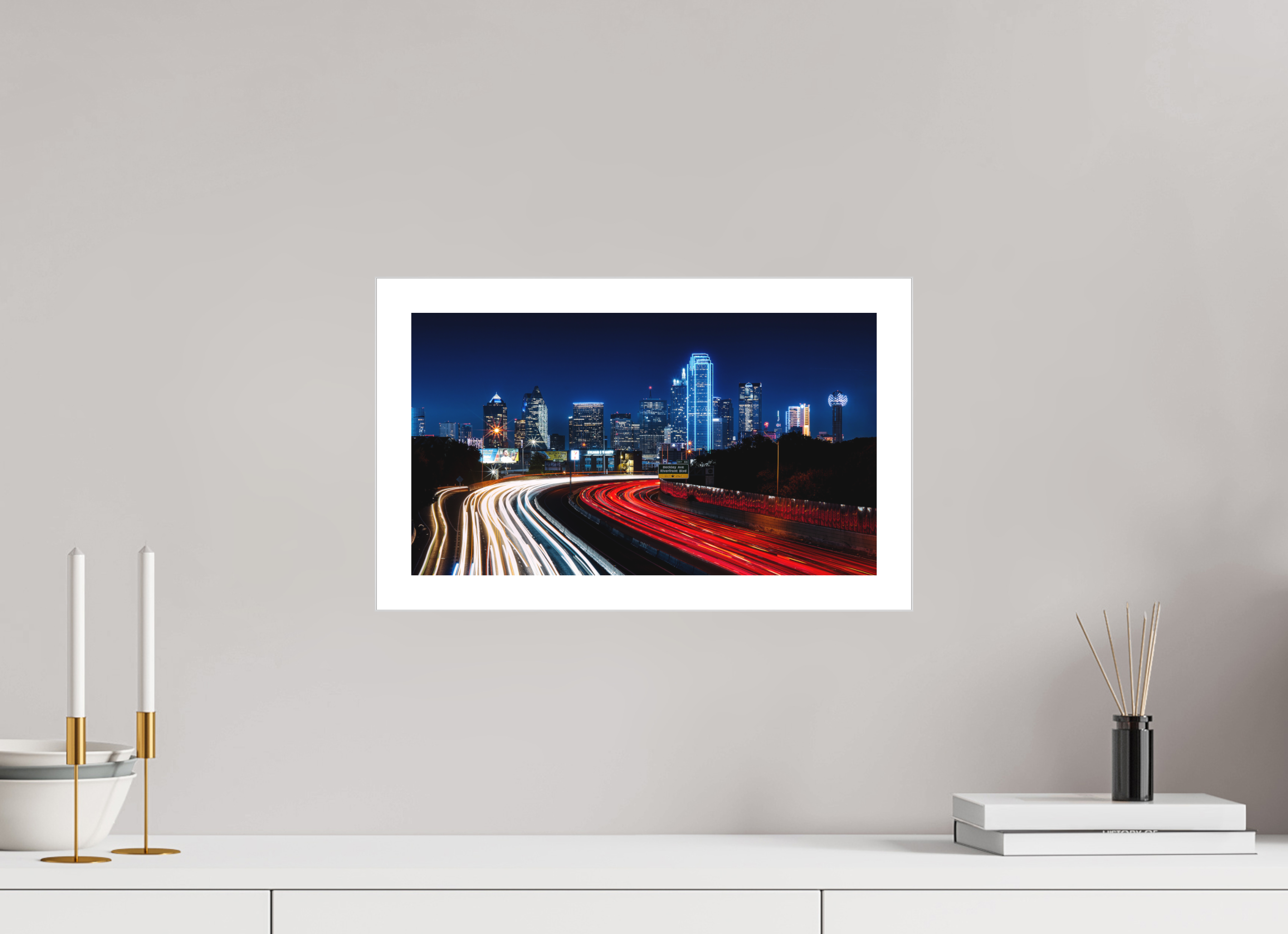 16 x 9″, Fine Art Bonded Acrylic Dallas Night Skyline: The Edgefield Prospect