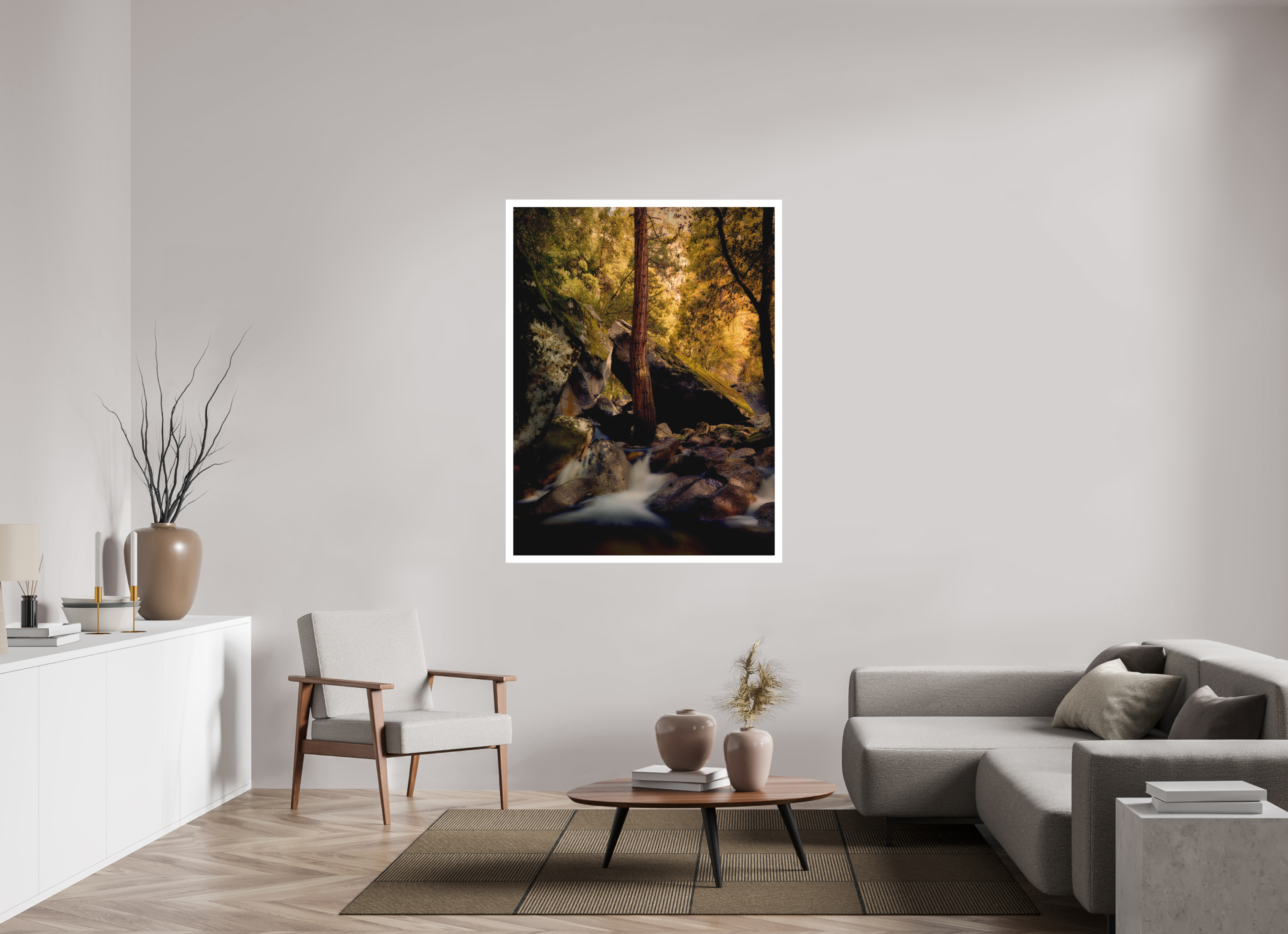 42 x 56″, Fine Art Bonded Acrylic Yosemite's Cascade Creek at Sunrise