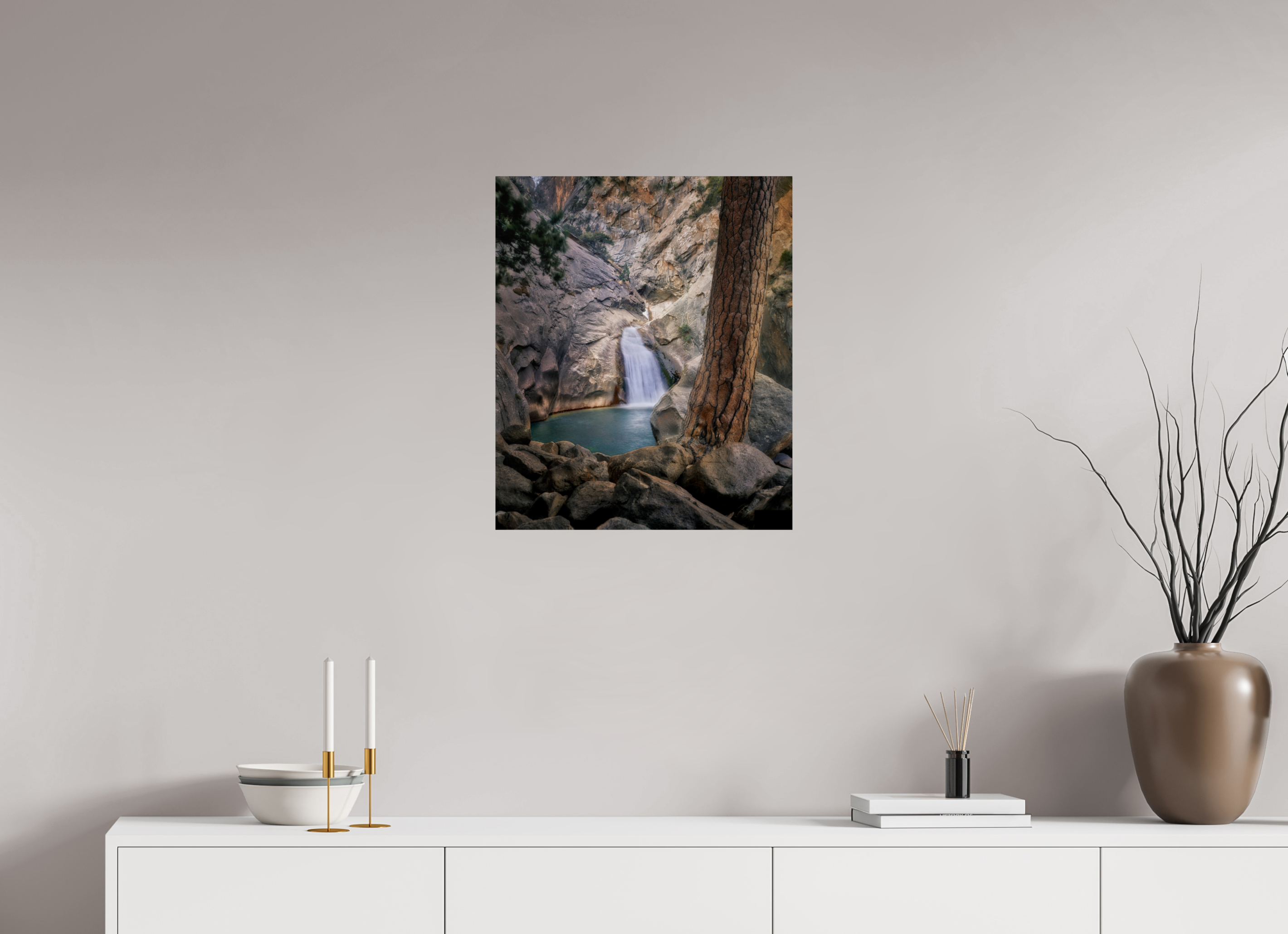 20 x 23.8″, Giclée Alu-Dibond Roaring River Falls 1 —Kings Canyon