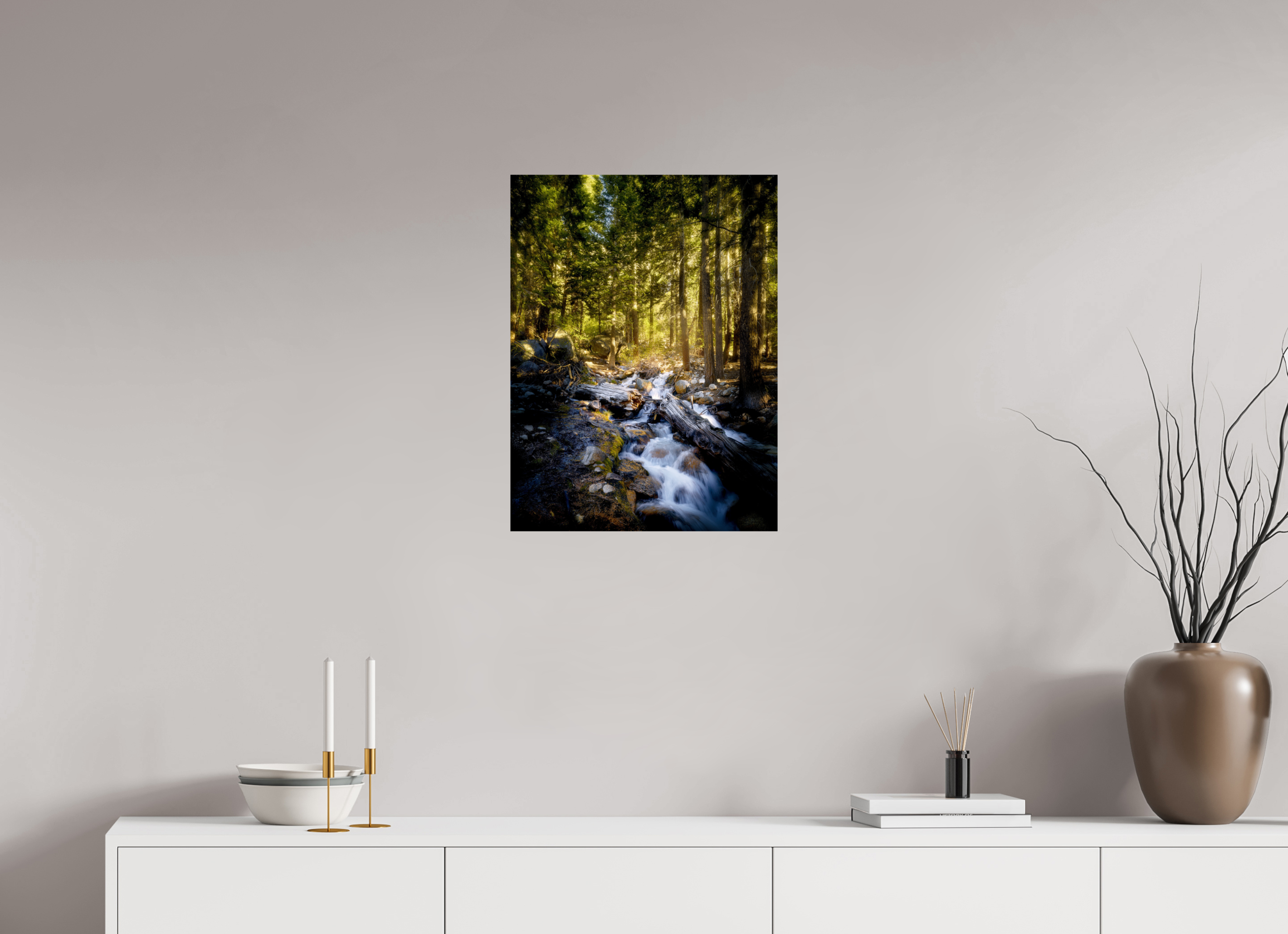 18 x 24″, Giclée Alu-Dibond Lone Pine Creek Waterfall on Mt. Whitney