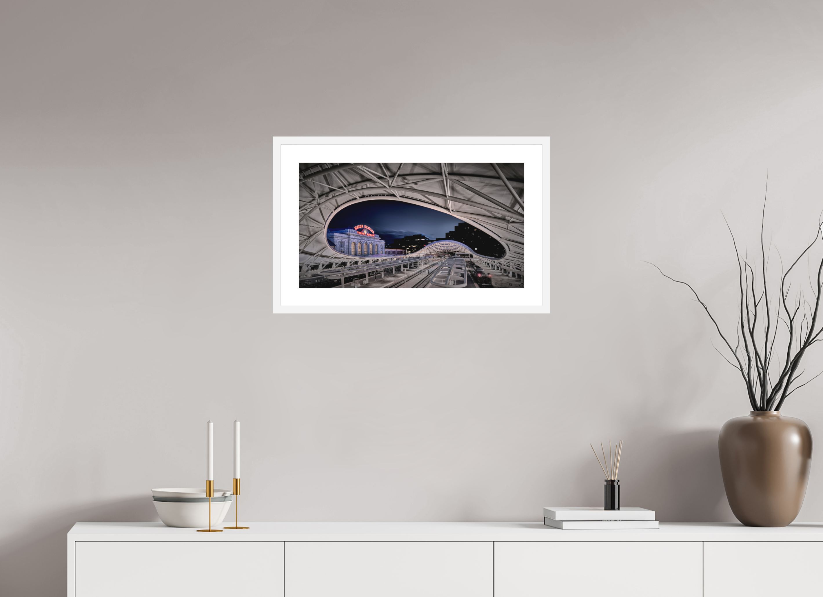 24 x 13.5″, Passe-Partout White Frame Denver's Union Station