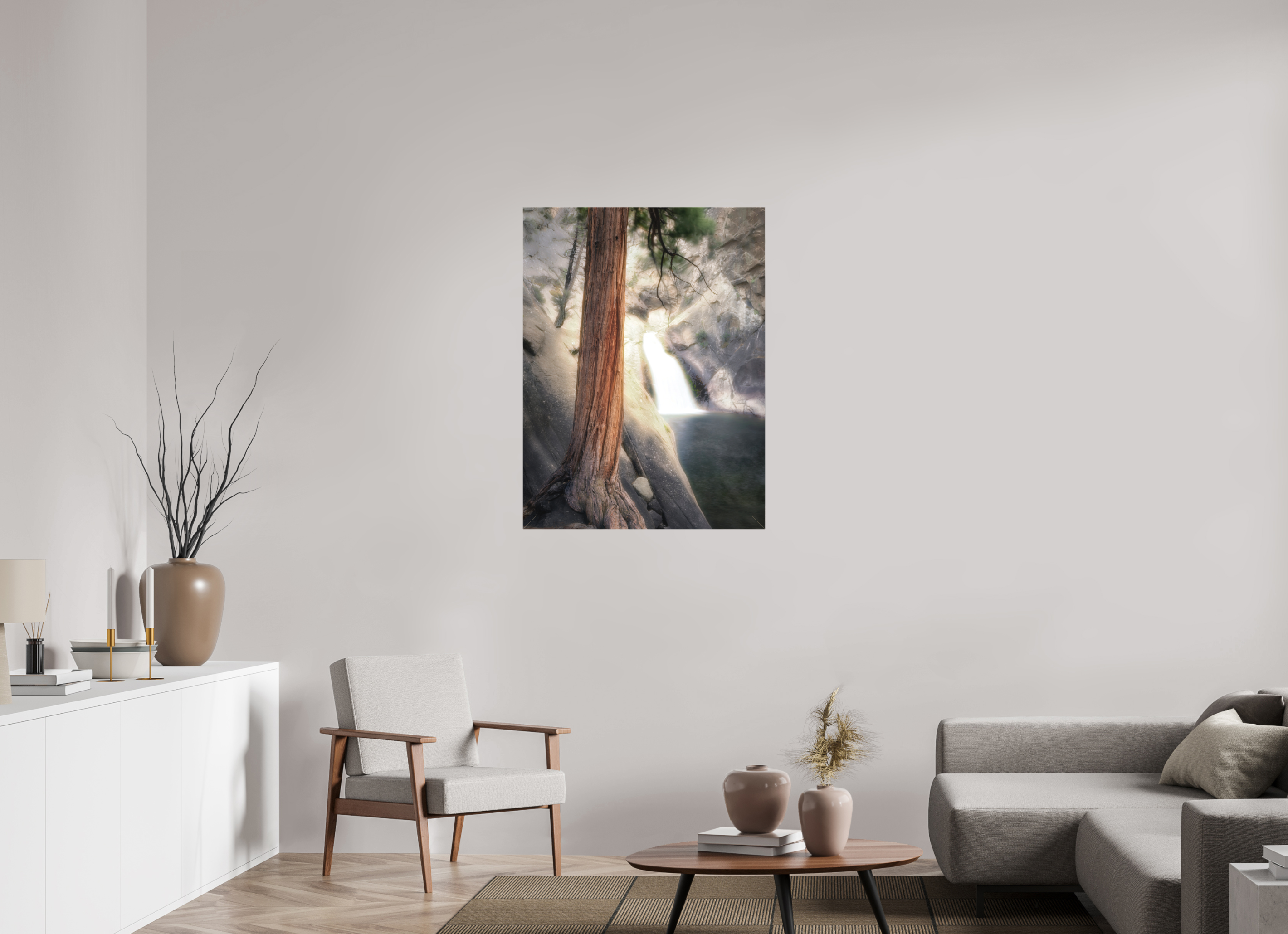 30 x 40″, Fine Art Textile Roaring River Falls 2 — Kings Canyon