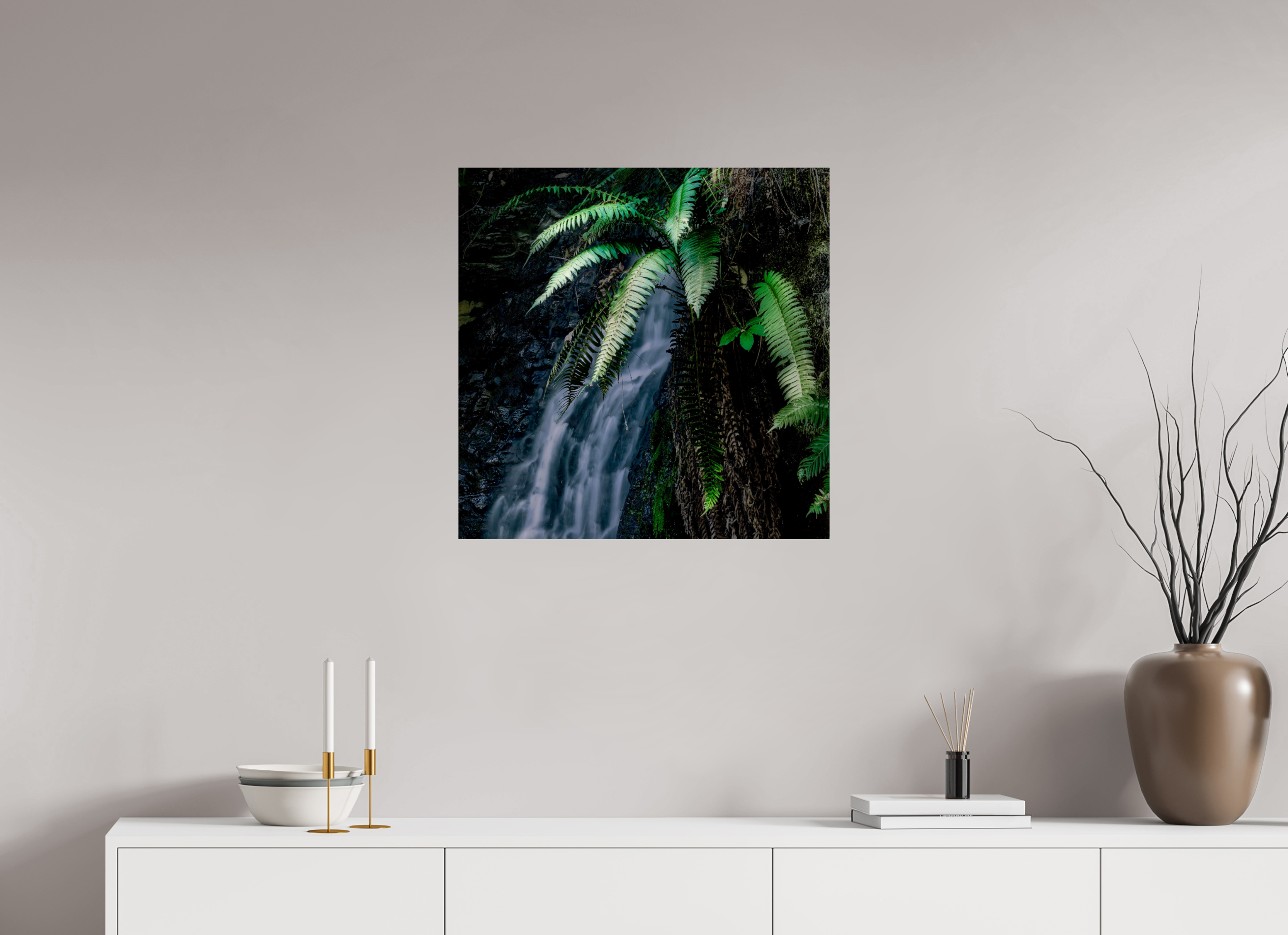 25 x 25″, Giclée Alu-Dibond Sword Ferns on Tiptoe FallsI