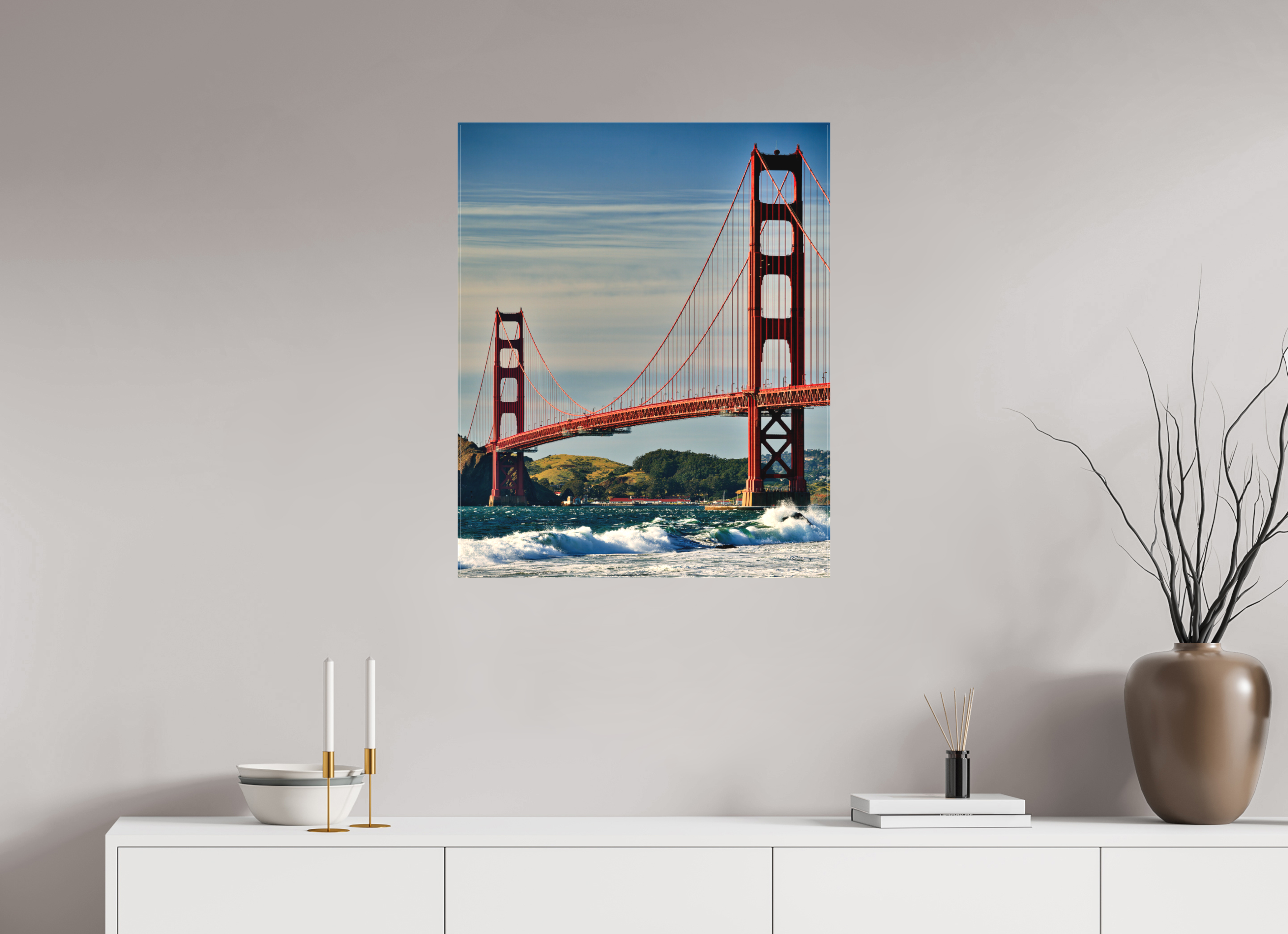 24 x 29.4″, Fine Art Textile Golden Gate II: Another Postcard View