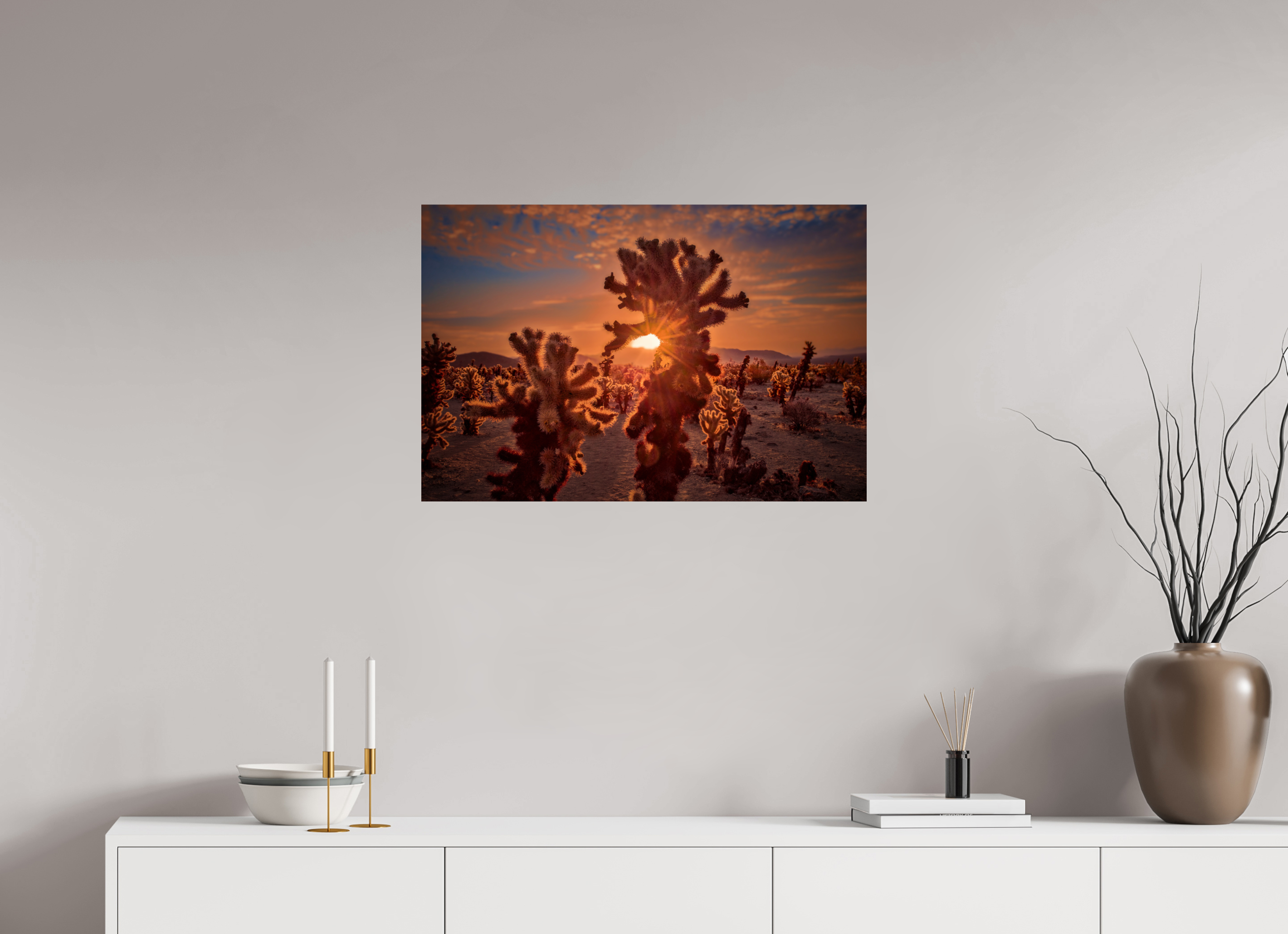 30 x 20″, Giclée Alu-Dibond Joshua Tree's Chollah Cactus