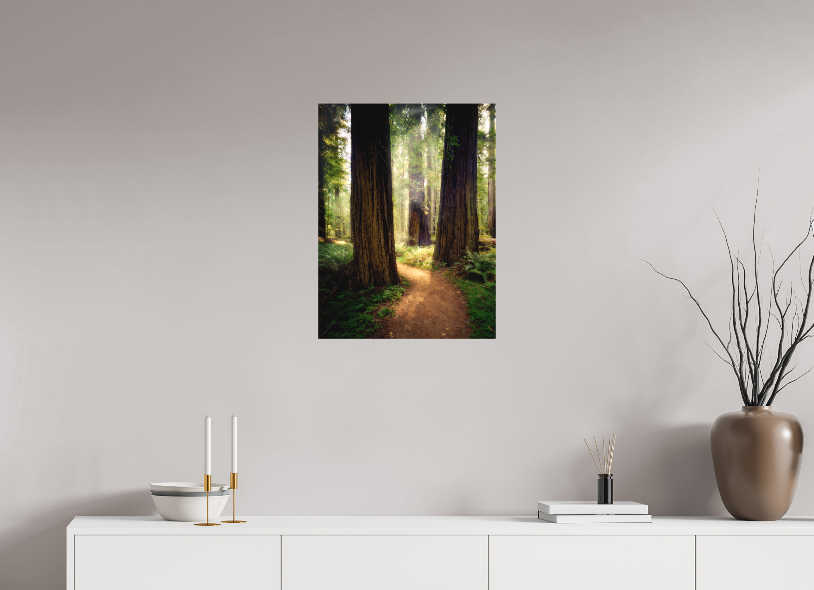 18 x 24″, Fine Art Textile A Path Through The Redwoods
